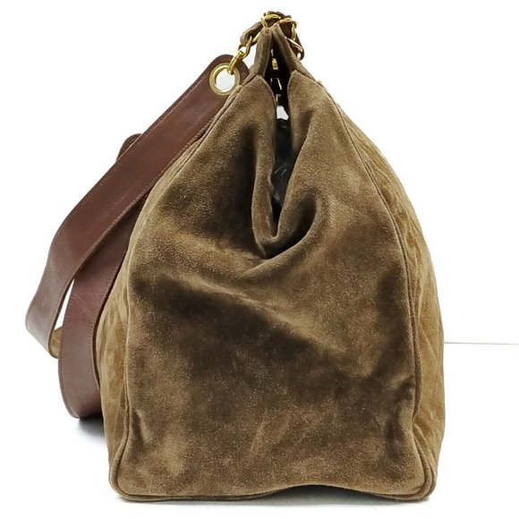 good condition Authentic Large Chanel Hand Bag Brown Suede Leather jumbo tassel - Picture 2 of 9